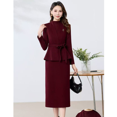 工厂直销2026年春季新款时尚气质优雅修身显瘦三件套套装连衣裙女