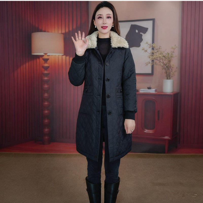 棉衣棉服女冬季2025新款爆款修身显瘦时尚加厚保暖中长款棉衣外套