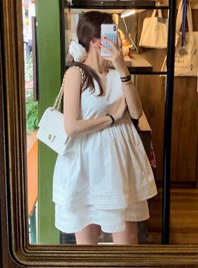 韩国双层荷叶边背心连衣裙