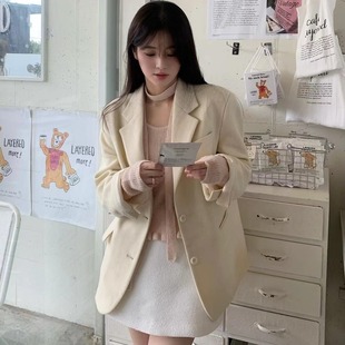 韩国东大门2025秋冬高级感毛呢西装外套女小个子加厚短款呢子大衣