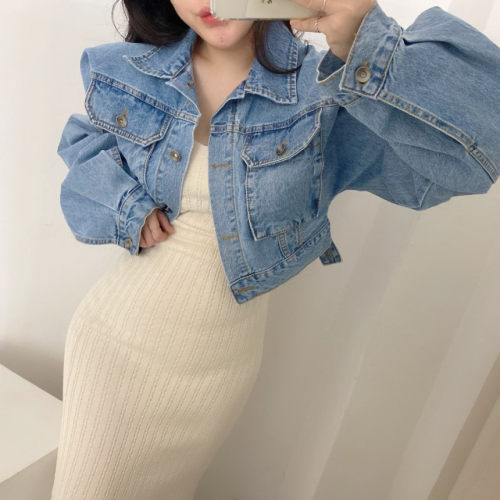 韩国宽松显瘦短款牛仔外套