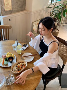 韩国东大门复古百搭翻领单口袋宽松休闲短款长袖衬衫女薄款防晒衫