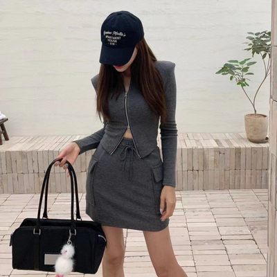 韩国修身针织衫半身裙两件套