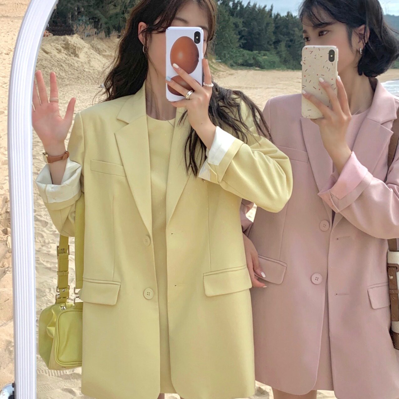 韩国东大门时尚简约百搭基础设计感西装外套女无袖背心连衣裙套装