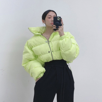 韩国抽绳收腰短款羽绒服棉衣