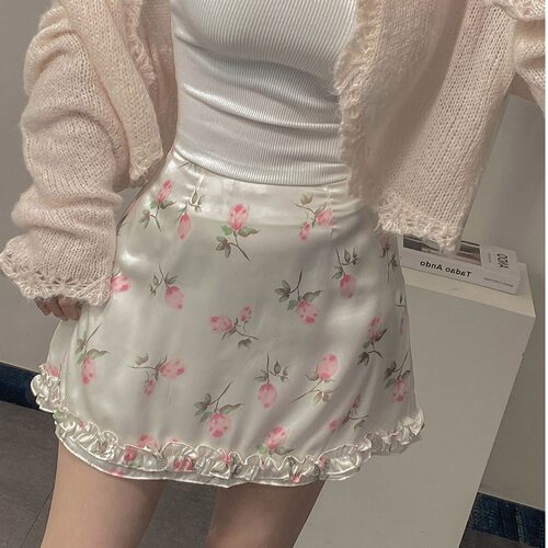 韩国田园风碎花高腰半身裙裙