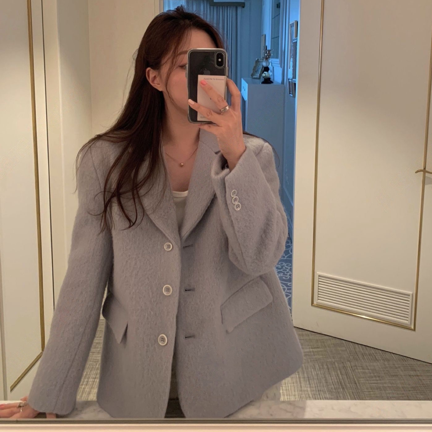 韩国简约羊毛呢保暖西装外套