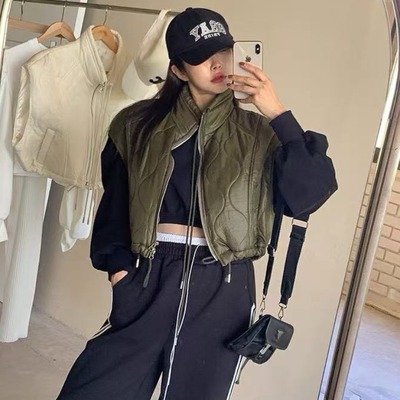 韩国两面穿棉服马甲背心皮草外套