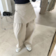女高腰两穿法直筒阔腿裤 韩国东大门时尚 设计感可拆卸裙帘休闲裤