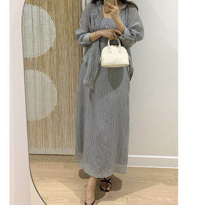 韩国东大门时尚翻领轻薄衬衫女防晒外套+宽松吊带连衣裙两件套装