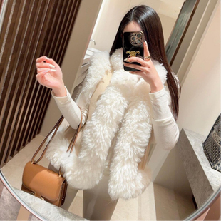 韩国东大门皮毛一体羊羔毛马甲高级感洋气外穿毛毛马夹坎肩外套女