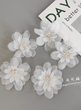 8款入仿真花DIY手工辅料红色白色压皱花蕊纱花小花朵婚纱礼服头饰