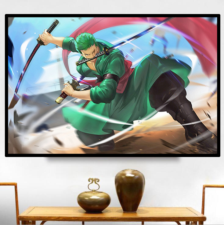 卡通动漫海贼王索隆钻石画2021新款人物儿童卧室客厅点贴十字绣5d