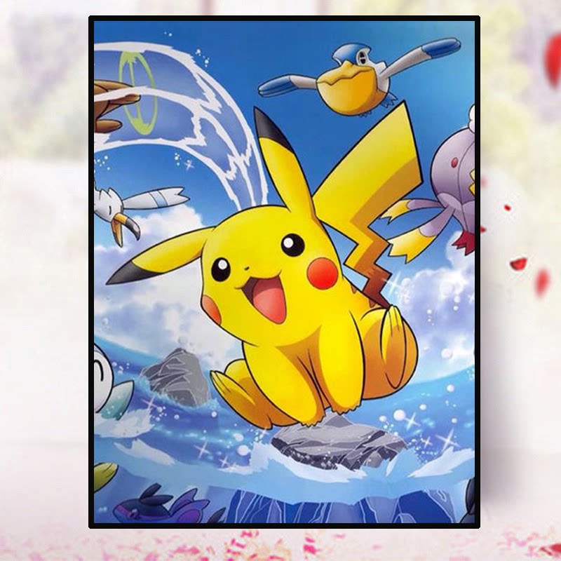 可爱动物皮卡丘钻石画十字绣卡通动漫diy手工点贴钻石