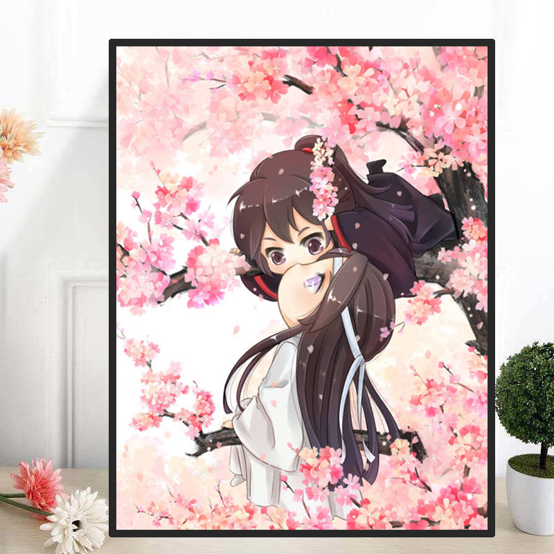 古风卡通动漫桃林钻石画满钻小幅diy点贴十字绣钻石绣卧室客厅5d