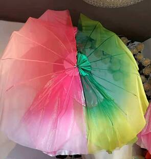 春晚春潮颂歌伴舞软骨扇子道具手持花瓣舞蹈扇大型三色仿真丝飘逸