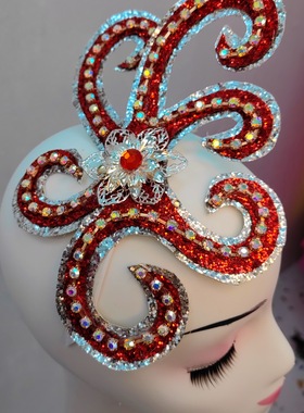 新款开场民族现代当代古典舞红色绿色金色银色舞蹈头饰钻饰头花饰