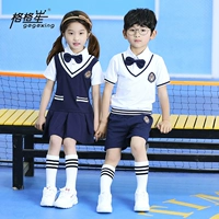 Nam và nữ học sinh tiểu học cotton đồng phục ngắn tay lớp lớn tốt nghiệp trường nhẹ phù hợp với thủy triều mùa hè lớp mẫu giáo quần áo - Đồng phục trường học / tùy chỉnh thực hiện quần áo bé trai