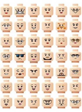 国产小颗粒MOC积木零件 人仔印刷配件 头部 表情 脸部 3个