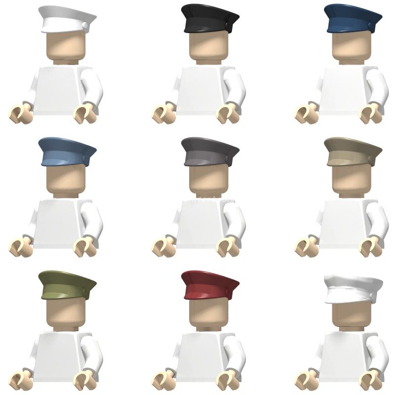 国产小颗粒积木 人仔头发帽子头盔 兼容 12895 长官 警帽 海军帽