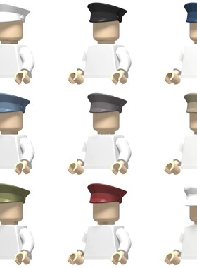 国产小颗粒积木 人仔头发帽子头盔 兼容 12895 长官 警帽 海军帽