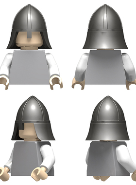 国产小颗粒拼插积木人仔配件 兼容 3844 中古城堡护颈头盔