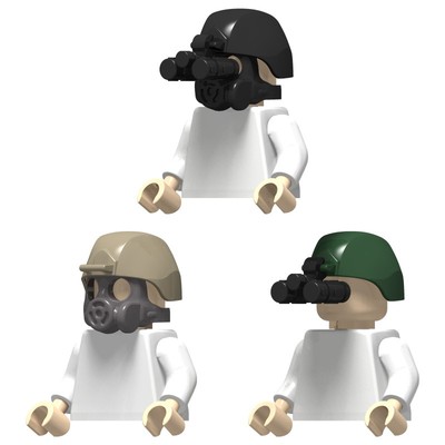 国产小颗粒积木 人仔头发帽子头盔配件 ACH战术防护头盔