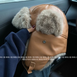 冬天滑雪保暖加绒加厚毛毛雷锋帽PU皮抗风东北防寒护耳帽子男女潮