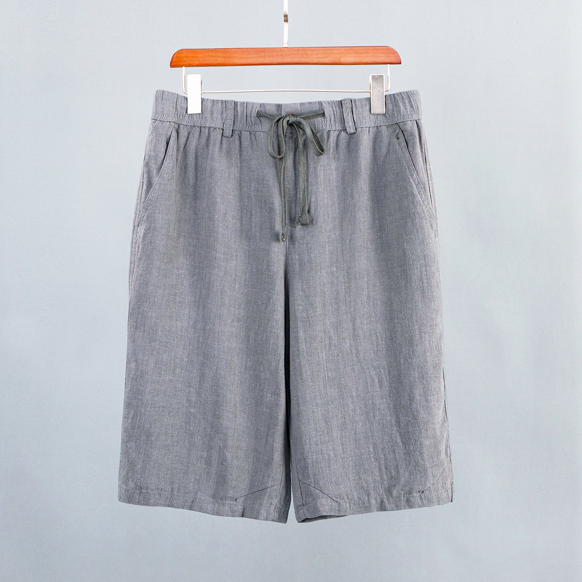 宽松加大码沙滩裤松紧休闲裤夏季薄款男士棉麻五分裤亚麻短裤中裤