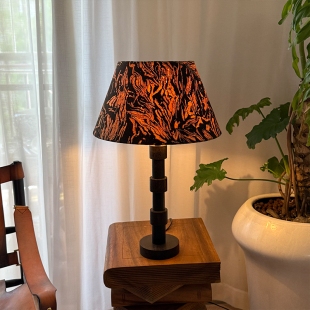 原创中古风实木铁力乌木台灯法式美式意式诧寂天然风化满牛毛纹