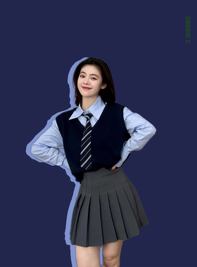 DEBBIE C 韩艺女高半身裙百搭灰色百褶裙高腰