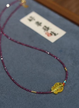 新中式925紫牙乌石榴石锁骨链 钻切工艺 超紫 超透 搭配金珀锦鲤