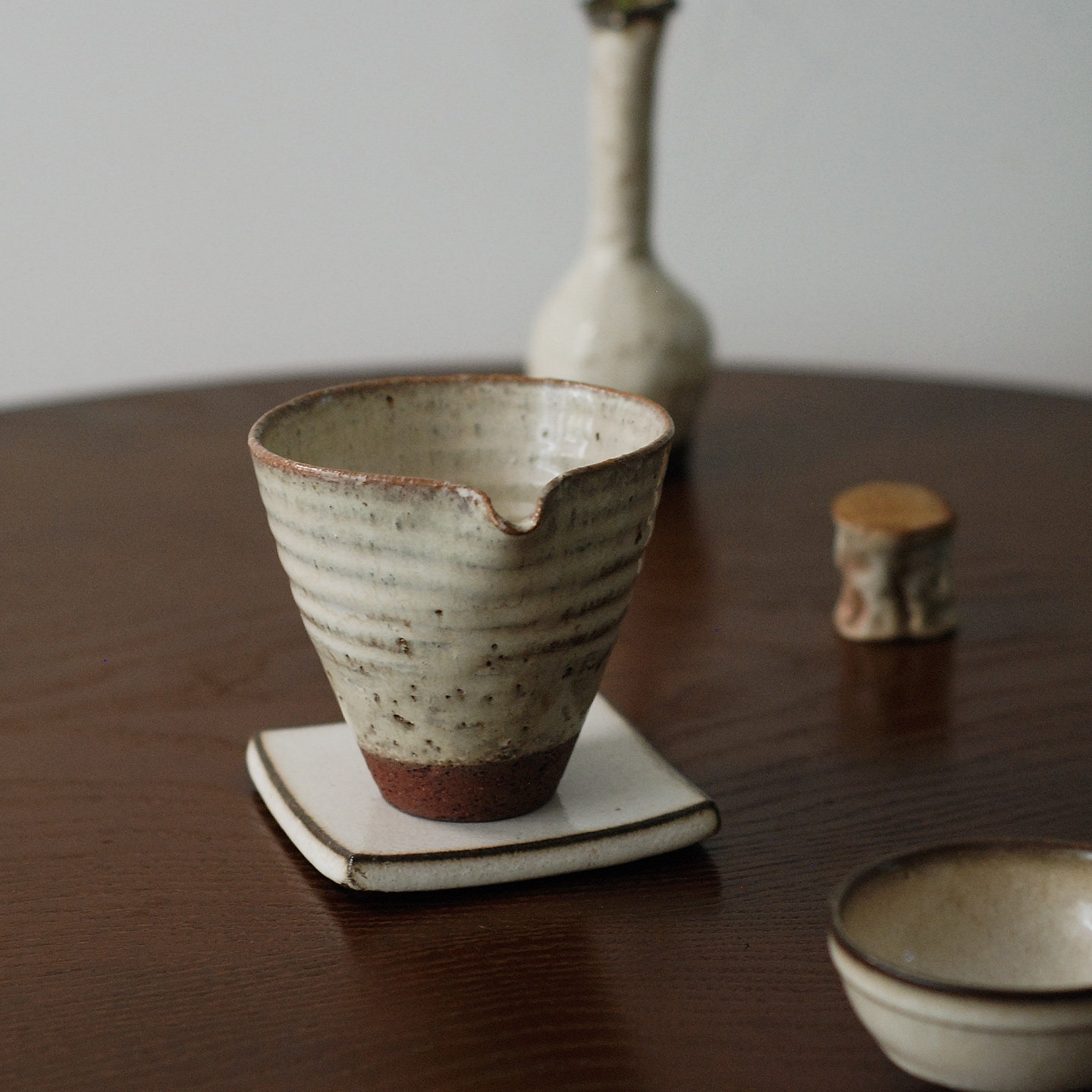 喜悦茶铺 水滴公道杯 日式粗陶分茶器 全手工陶器 复古工夫茶具