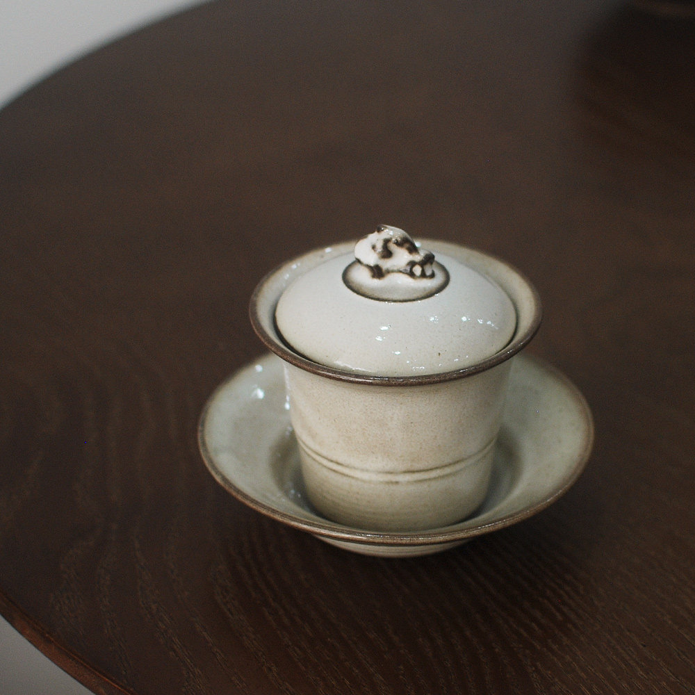 喜悦茶铺 全手工日式粗陶三才盖碗泡茶器设计师手作工夫茶具 云边