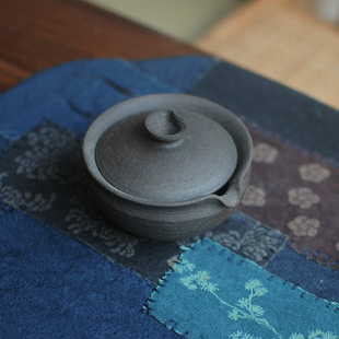 喜悦茶铺/文新窑中古茶具 日式手工宝瓶盖碗 紫砂粗陶手抓壶 如意