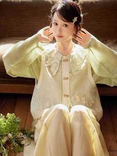 七月夕原创汉服 鸢黛 圆领比甲娃娃领短上衣改良宋裤新款汉元素女