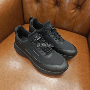 比音勒芬专柜正品男鞋2025秋季新款黑色系带休闲鞋轻便透气运动鞋