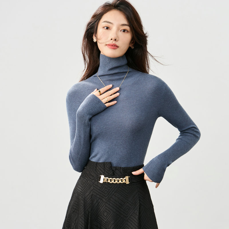 秋季新款高领套头修身打底衫内搭长袖毛衣女式针织衫羊毛衫