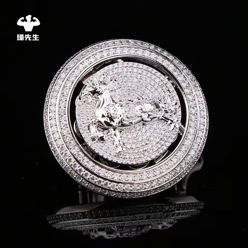 12生肖马满钻旋转皮带扣3.8钢扣时来运转蟒蛇腰带扣头个性鸡单扣