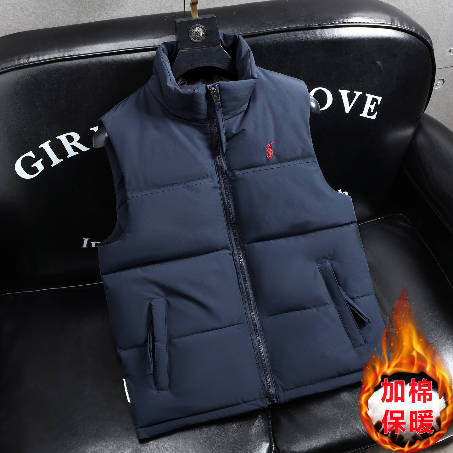 秋冬季新款刺绣马甲男2025立领保暖棉背心外套潮牌百搭加厚坎肩,男装,常规马甲,淘宝优惠券,粉丝福利购,淘宝优惠卷