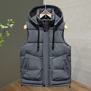 潮流连帽坎肩外套高品质加厚保暖背心 男士 马甲男2025秋冬季 新款
