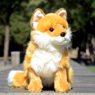 仿真狐狸火狐毛绒玩具赤狐玩偶公仔动物模型家具摆件儿童生日礼物