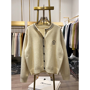 【晓艾档口实拍】秋冬刺绣小狗圆领单排扣针织衫毛衣女通勤开衫