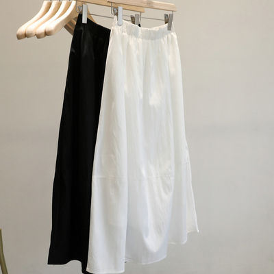 日常好穿搭！春款韩系纯色简约百搭半身裙女温柔风高腰A字长裙