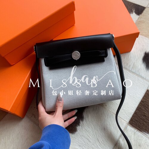 迷你帆布2025春夏新款herbag20小包斜挎单肩休闲百搭女包mini牛皮