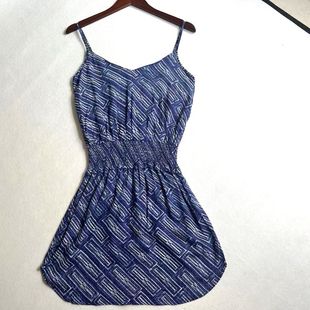 巴西V*X原单代工厂样货100%黏胶纤维印花度假风露背吊带连衣裙