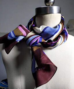 美国本土品牌100%桑蚕丝真丝素绉缎小长丝巾飘带围巾领巾