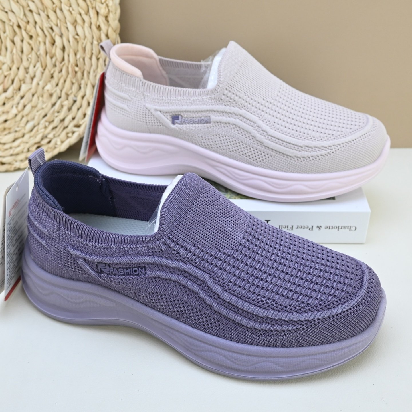 26新款老北京飞织女鞋一脚蹬肥脚宽松休闲妈妈舒适轻便休闲女单鞋,女鞋,健步鞋,淘宝优惠券,粉丝福利购,淘宝优惠卷