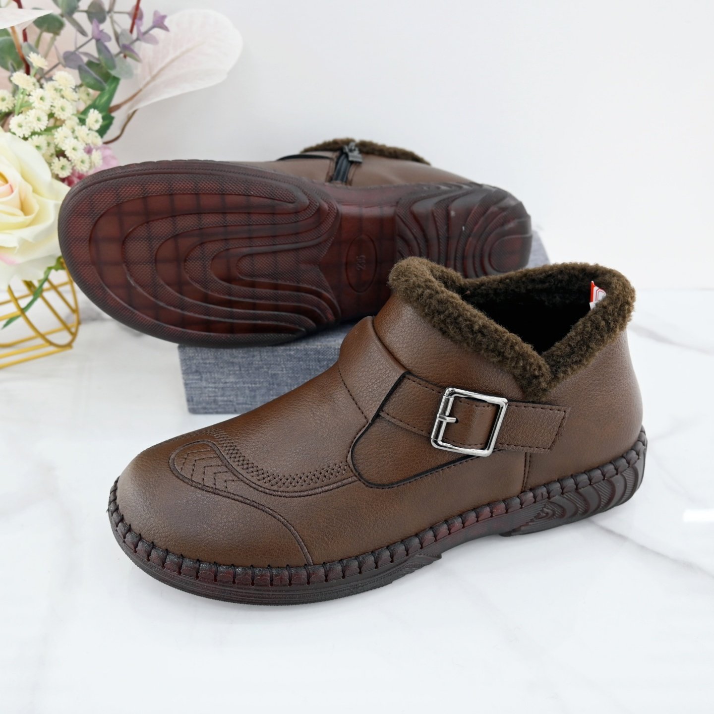 冬老北京仿皮面棉鞋加绒保暖老人妈妈鞋防滑牛筋软底拉链复古棉靴,女鞋,棉鞋,淘宝优惠券,粉丝福利购,淘宝优惠卷