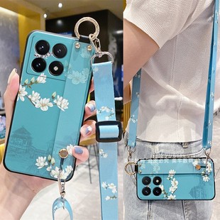 适用Redmi红米K90手机壳小米K90保护套k80至尊版硅胶软壳K70Pro腕带支架斜挎背带全包防摔男女新款带挂绳国风